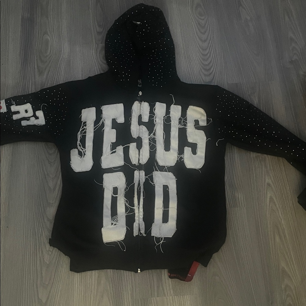 Black Hoodie with Religious Graphic